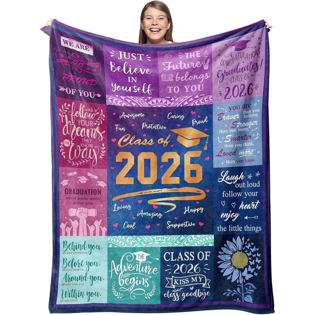 Graduation Blessings Quotes Blanket Printed Nap Blanket Sofa Flannel Blanket Graduation Season Gift