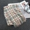 Ретро новый клетчатый шарф женский осенне-зимний универсальный теплый утолщенный шаль-шарф из имитации кашемира двойного назначения