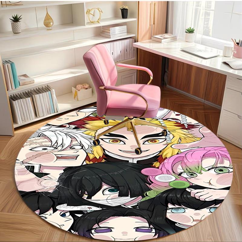 Demon Slayer Print Round Rug, Washable Floor Carpet, For Entryway Dorm Laundry Room Office Study, Home Decor Birthday Christmas Gift