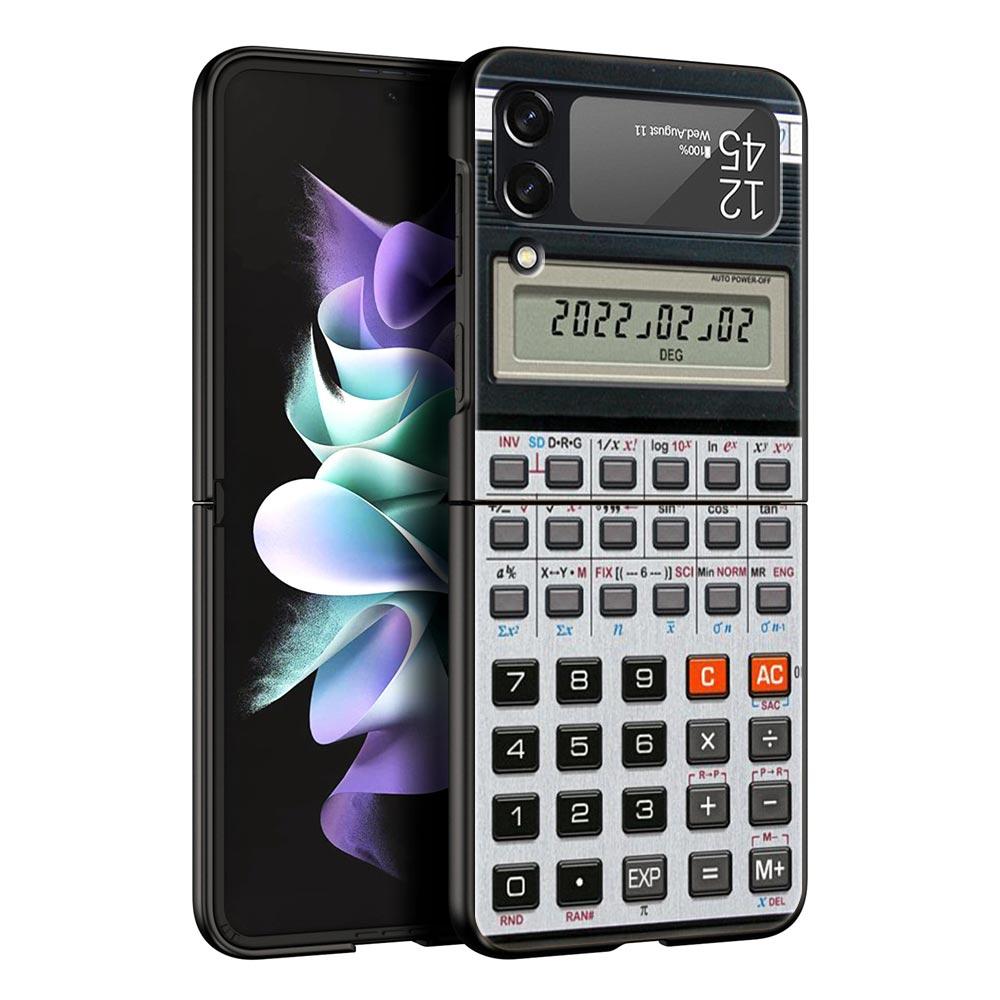 Чехол для телефона Samsung Galaxy Z Flip 3 4 5 6 Складной Черный Корпус Ретро Калькулятор Для Samsung Z Flip4 Flip5 ПК Жесткая Крышка
