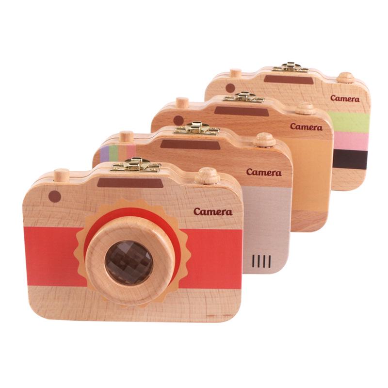 Wooden Baby Tooth & Lanugo Preservation Box - Children's Camera Design