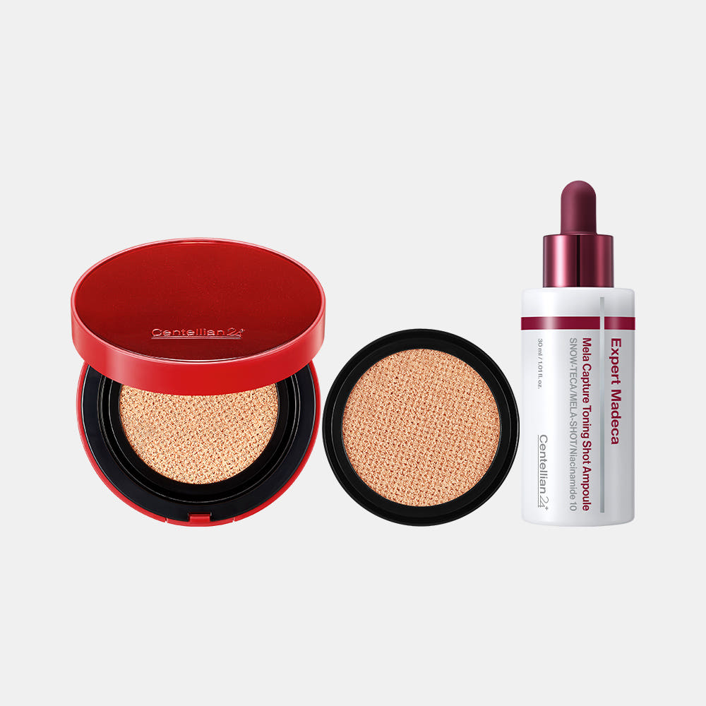 CENTELLIAN24 Набор с тонирующим кушоном Madeca Mela Capture Toning Aging Cover SPF50+/PA+++