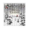Winter Christmas Shower Curtain For Bathroom Cute Cardinal Bird Snowman For Snowflake Holiday Fabric Bath Curtain Xmas Pine Tree
