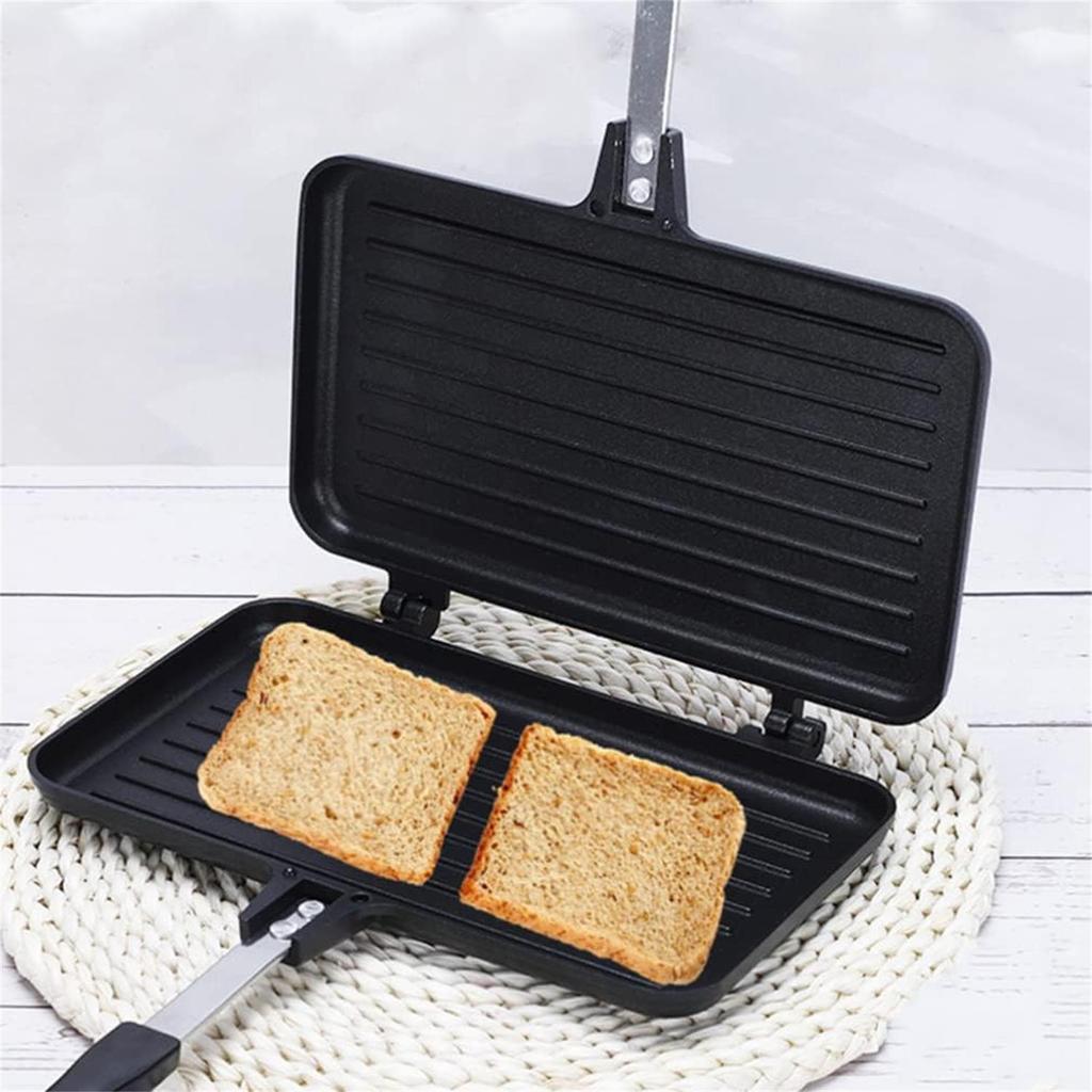 Sandwich Maker, Non-stick Grill Panini Maker Pan with Handle, Stovetop Toasted Aluminum Flip Pan