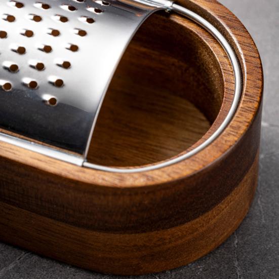 Терка для сыра из нержавеющей стали с деревянной ручкой, острые лезвия, эффективный инструмент для натирания сыра, шоколада, фруктов, ручная терка-ложка