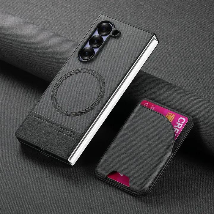 Чехол-книжка 2-в-1 с магнитной сумкой для карт, кожаная обложка для Samsung Z Fold 7 Fold6 Fold5 Fold4 Fold3, противоударный матовый чехол с Magsafe, Funda