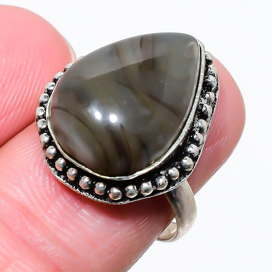 Polychrome Jasper Gemstone 925 Silver Jewelry Ring Size 8