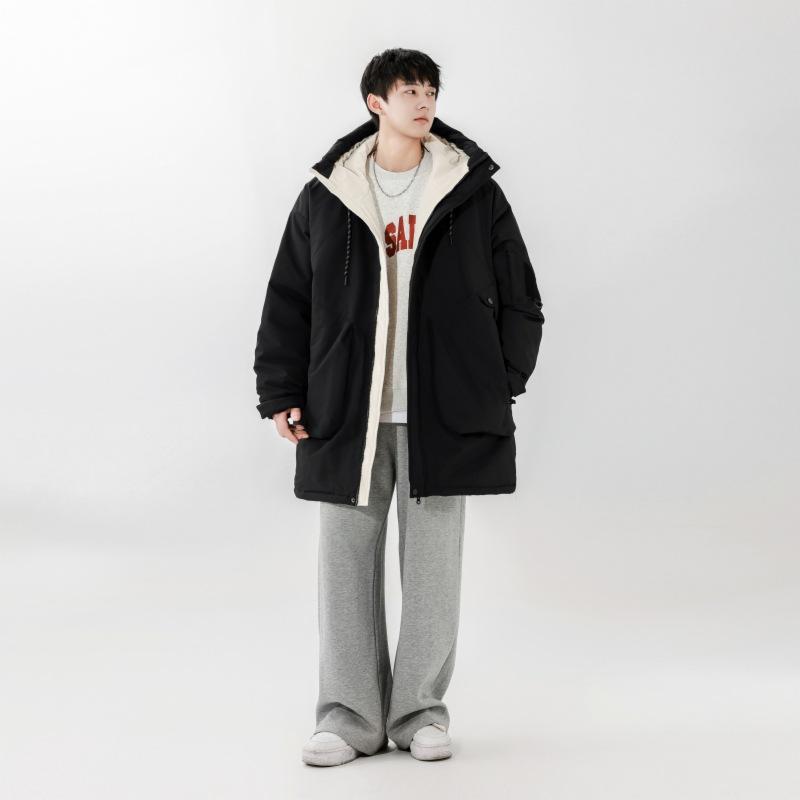 Новая простая универсальная куртка с капюшоном в стиле Гонконга, модная универсальная утолщенная куртка