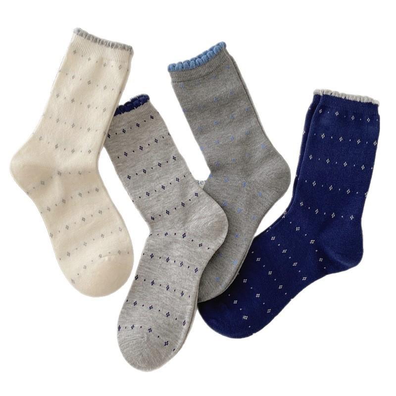 Кашемировые носки с пузырчатым ворсом в виде цветка, ромбовидные, теплые, кружевные, модные