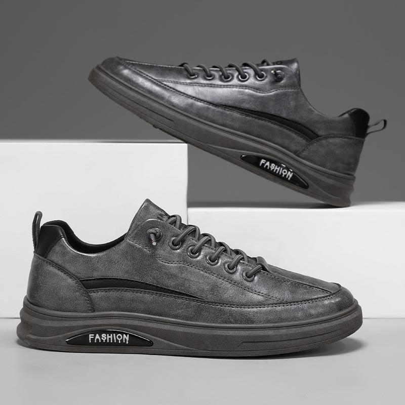 Осенняя мужская обувь, новые дышащие, водонепроницаемые и нескользящие туфли, мужская модная универсальная черная кожаная обувь, повседневная спортивная обувь