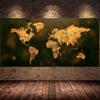 Black Gold World Map Picture Canvas Painting Retro Wall Art Abstract Mural Modern Living Room Bedroom Home Bar Cafe Decoration