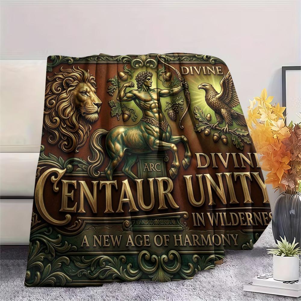 1Pc Centaur Print Flannel Blanket, High quality Comfortable for All Seasons, Home Decor, Warmth and Comfort, Perfect for Christmas Gifts