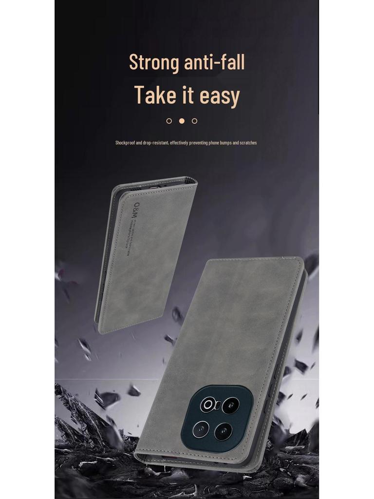 Кожаный чехол-книжка iQOO 15 с полной защитой - Защита от падений для модели V2505A