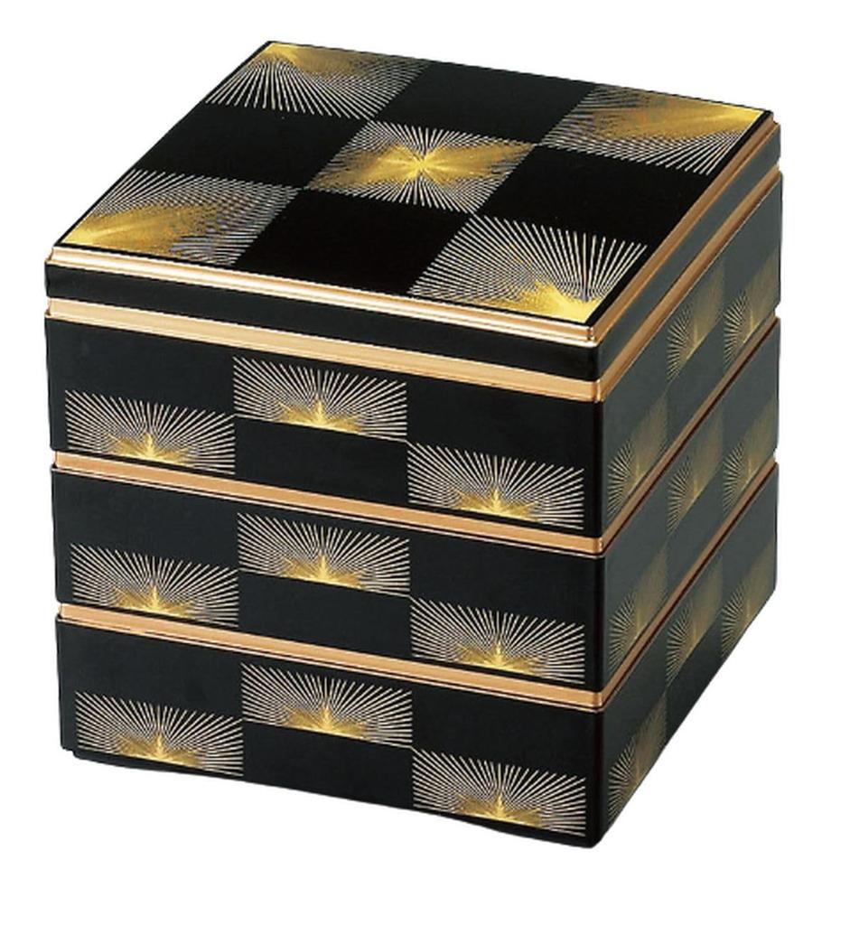 Дзюбако Сделано из 3 6 Тяжелая Черная Сосна Клетчатый из Сосновых Иголок x x J-Kitchens (Коробка Джубако), Япония, Ярусы, Дюйм, Сайкогура, Дизайн, 18,0 см 18,0 см 16,2 см