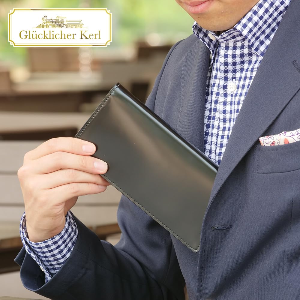 Кошелек из кожи кордован «Счастливчик» с ластовицей, Длинный кошелек, Отделение для купюр, Без монетницы, Бесплатная персонализация, Идеальный подарок на день рождения для