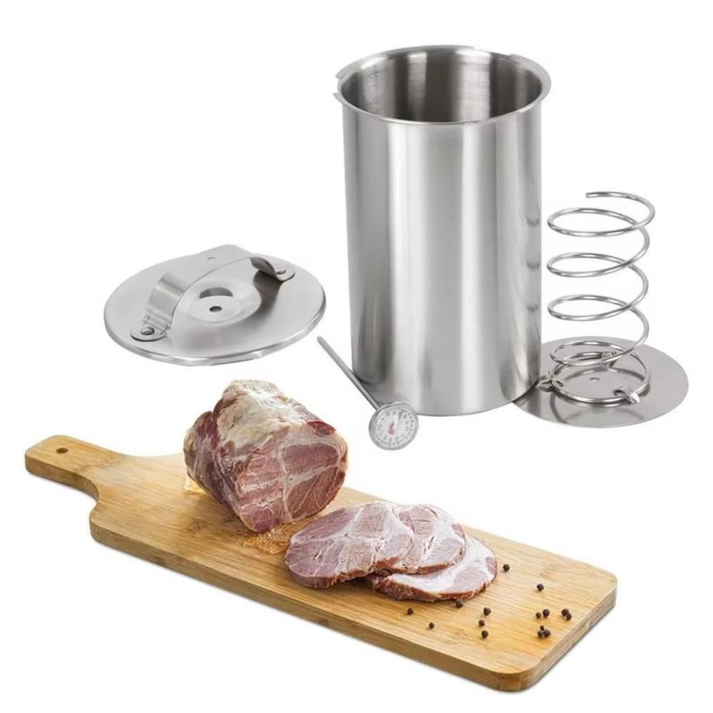 С термометром Форма для прессования ветчины из нержавеющей стали Бочка для варки мяса Пресс для мяса Кухонная плита Свинина