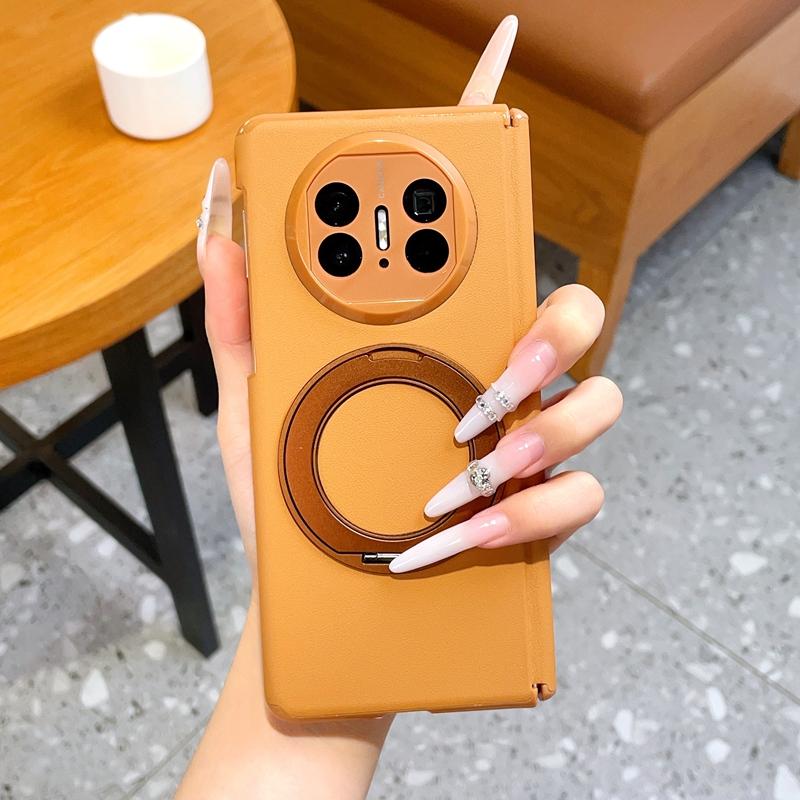 For Huawei Mate X3 X5 5G Case Skin-Friendly Luxury Matte Leather Magnetic 360 Rotating Holder Shockproof Back Cover Accessories