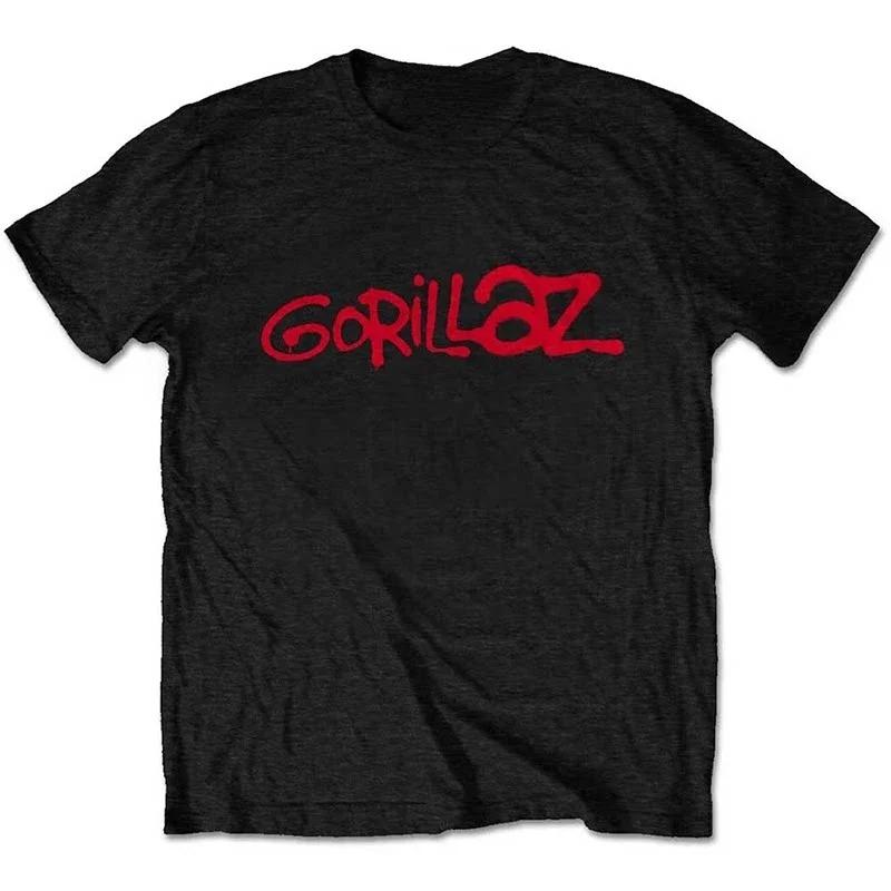 Gorillaz Британская Виртуальная Группа Повседневная Футболка Унисекс Роскошный Уличный Стиль Топ с Логотипом Группы Женские и Унисекс Футболки
