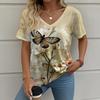 Модные футболки с 3D-принтом цветов для женщин, уличная одежда, футболка с V-образным вырезом, топы, оверсайз, Харадзюку, одежда оверсайз для женщин