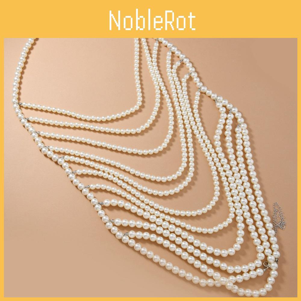 Body Chain Boho Necklace Accessory With Pearl Beads For Fashion Women