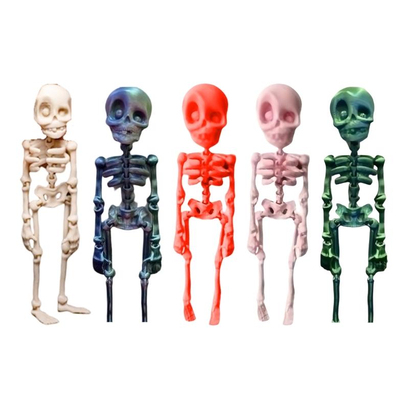 Подвижная магнитная фигурка скелета для холодильника, машины, офиса, гибкие суставы, детализированный аксессуар для украшения на Хэллоуин