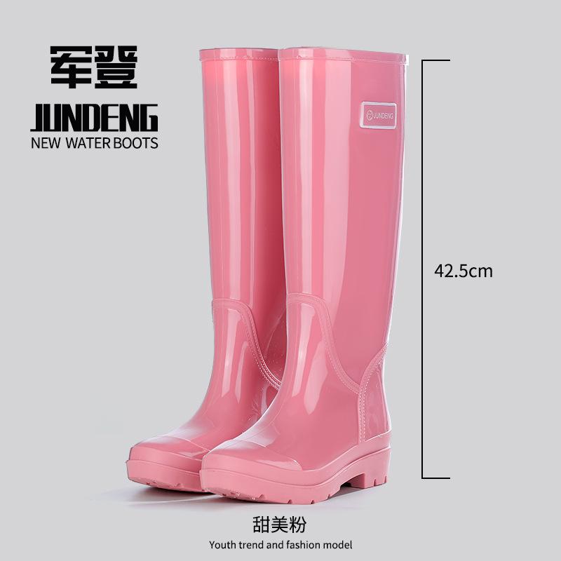 Модные очень высокие дождевые ботинки женские водонепроницаемые и нескользящие водные ботинки флисовые резиновые сапоги уличные водные ботинки взрослая резиновая обувь