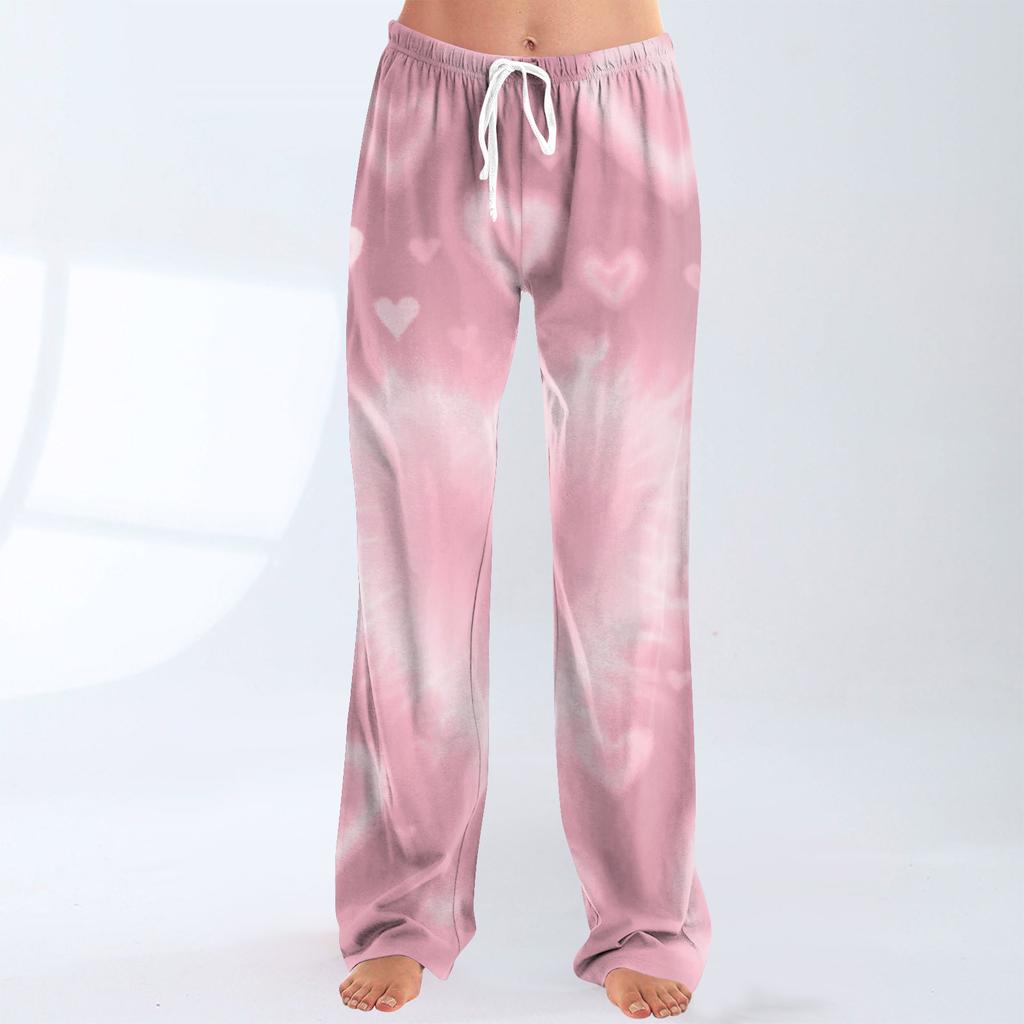 Women's Fashionable Loose Casual Trousers With Valentine's Day Heart Print
