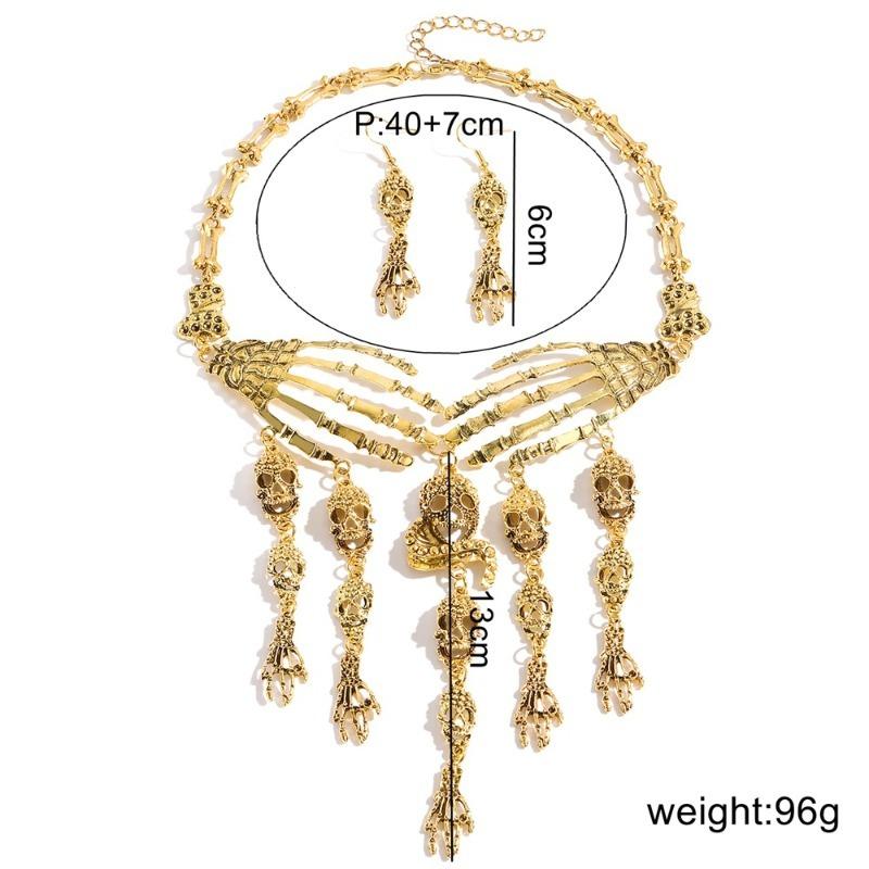 Хэллоуин Набор украшений Панк Готический Кулон Сплав Рука Скелета Бахрома Цепочка Винтаж Бохо Аксессуары для Женщин Мужчин Вечеринка Косплей