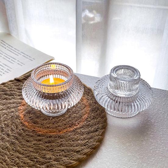 Двусторонний стеклянный подсвечник прозрачный конусообразный подсвечник для чайной свечи подсвечник свадебный