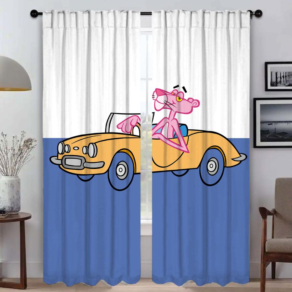 Элегантные шторы для комнаты, розовая пантера, затемняющие шторы, украшения на Хэллоуин, разделительные шторы, 2 шт., гостиная