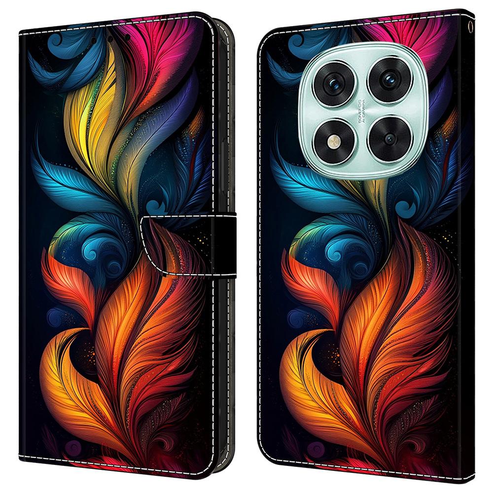 Для Xiaomi Redmi Note 14 Pro 5G/Poco X7 5G Кожаный чехол с печатью узора Кошелек Подставка Флип-чехол для телефона