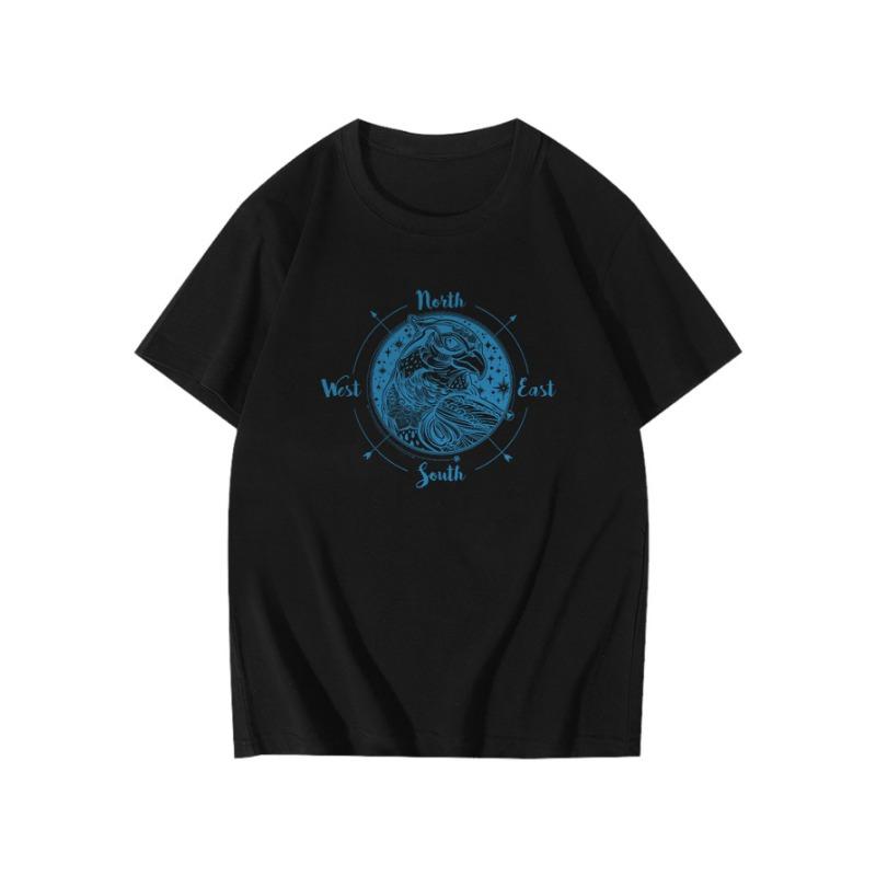 Летняя Свободная рубашка свободного покроя из чистого хлопка с принтом, с круглым вырезом и короткими рукавами, футболки мужские