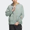 Adidas Originals Trefoil Logo Solid Long Sleeve Hooded Jacket Men Outerwear Silver Grey Green IK8594