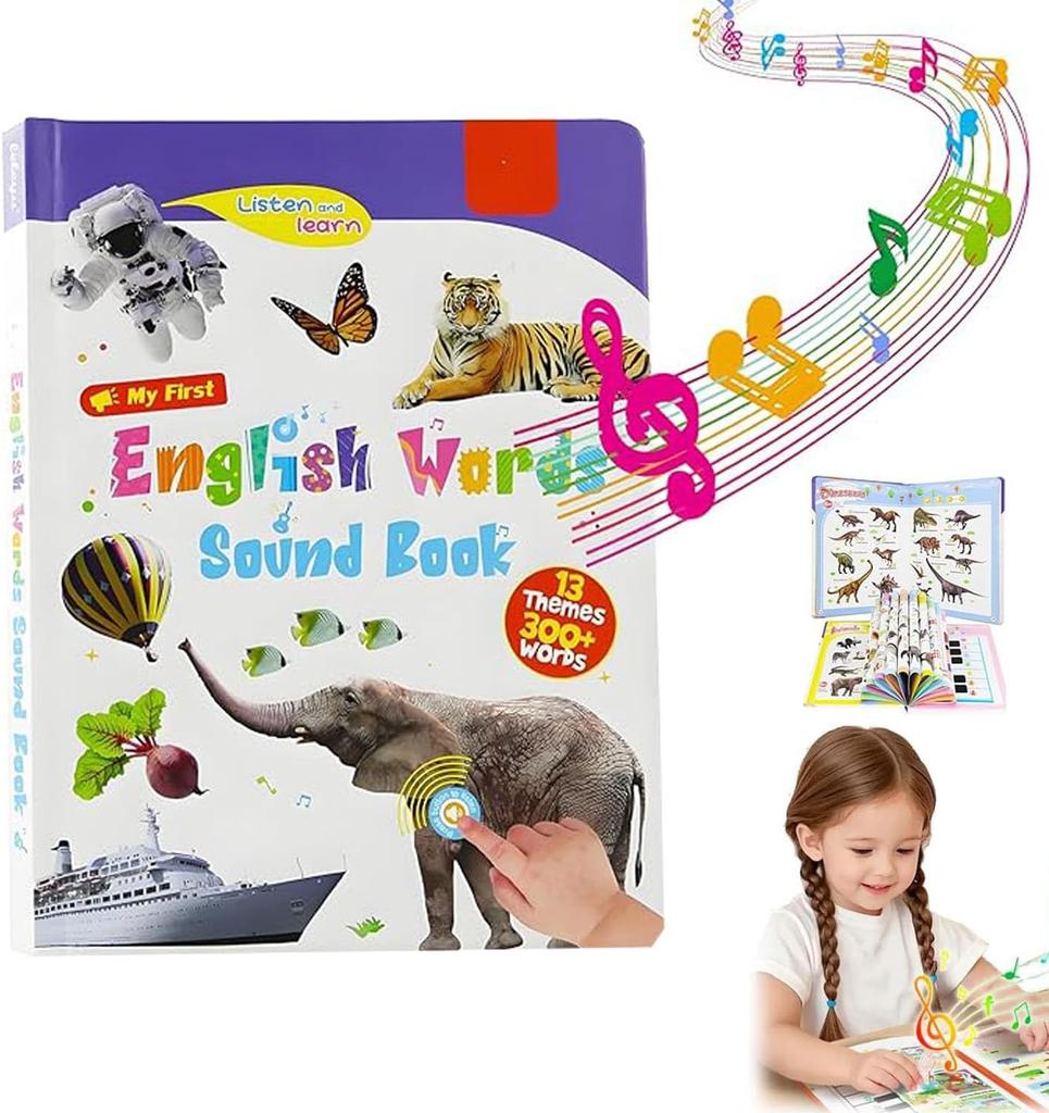 First English Words Sound Book, My First English Sound Toy,470+ Words, 21 Themes, Speak and Spell, Fun Word Game for Educational Language