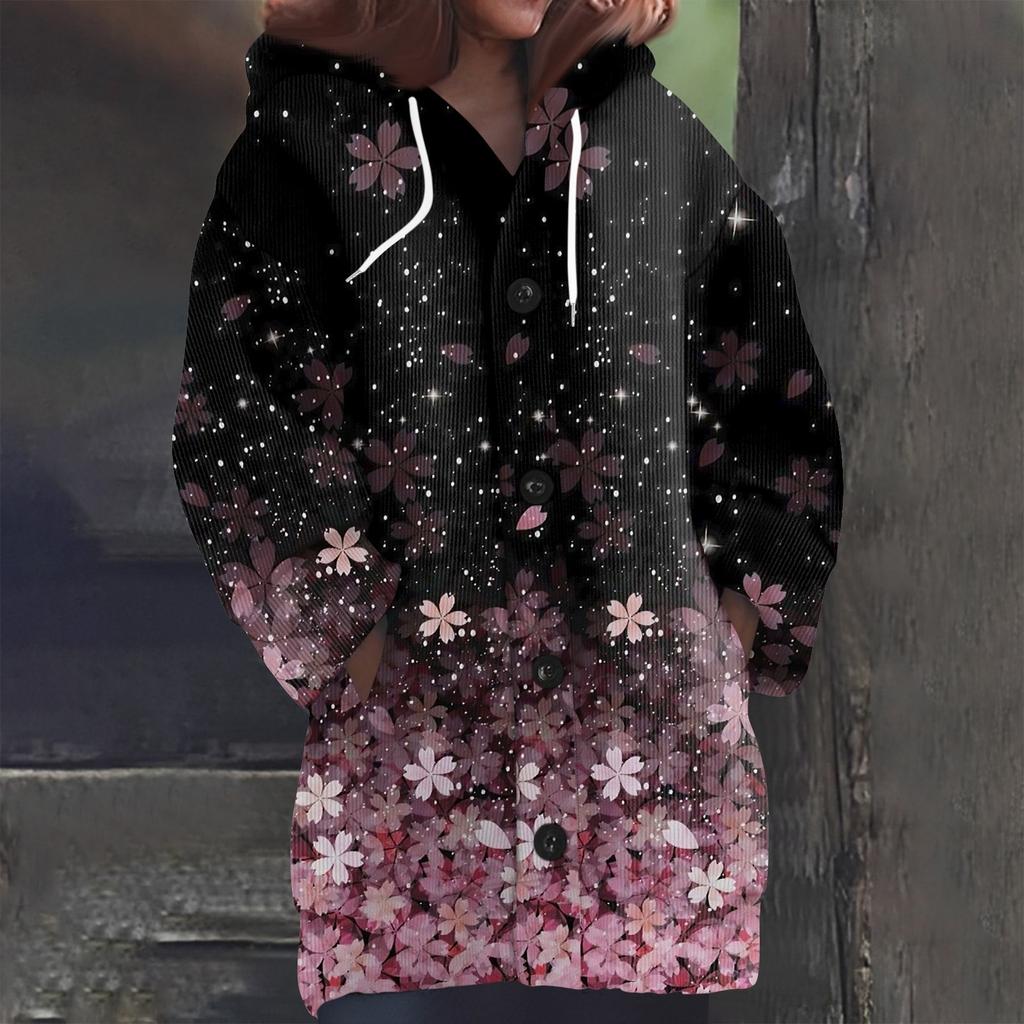 Женская мода повседневная шерстяная вязка с капюшоном и пуговицами с длинным рукавом