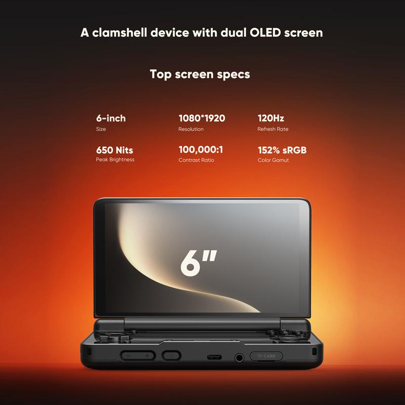 AYN Thor Android Портативное устройство с двумя экранами-раскладушкой 6'' AMOLED-экран 1080p Игровое развлекательное устройство