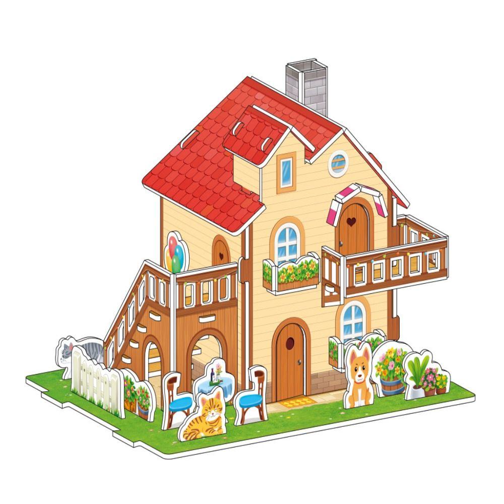 Cardboard 3D Castle Airplane Assembly Model 3d Puzzles Building Block Toy Kindergarten