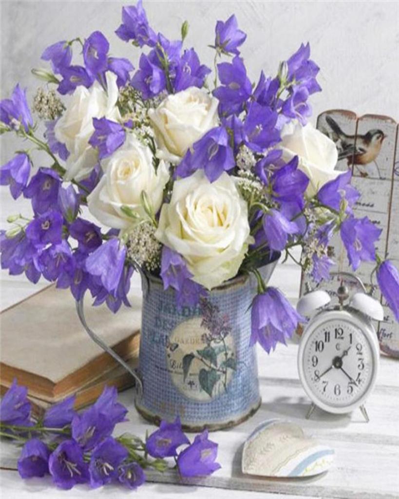 RUOPOTY Painting By Numbers Daisy Unique Gift DIY Frame HandPainted Wall Art Paint By Number Flower For Living Room