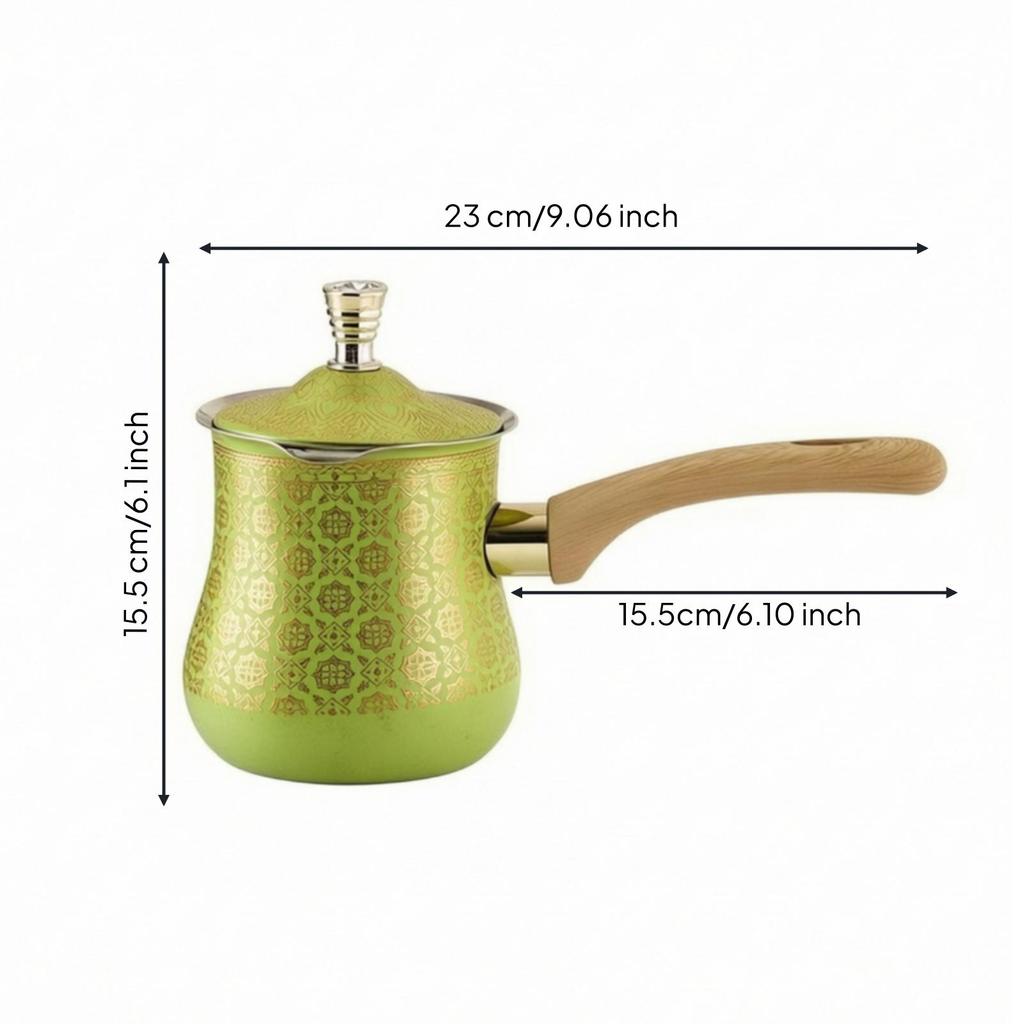 Turkish Coffee Pot with Spout Stainless Steel Wooden Handle