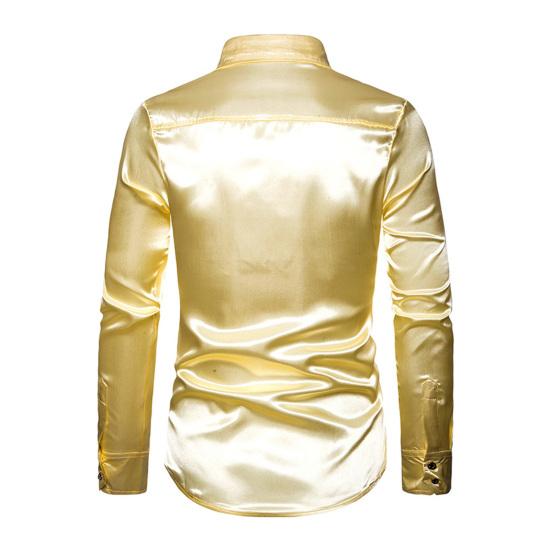 Мужская ретро глянцевая рубашка с лацканами на пуговицах, с пайетками, винтажная формальная рубашка для диско-баров, ночных клубов, вечеринок