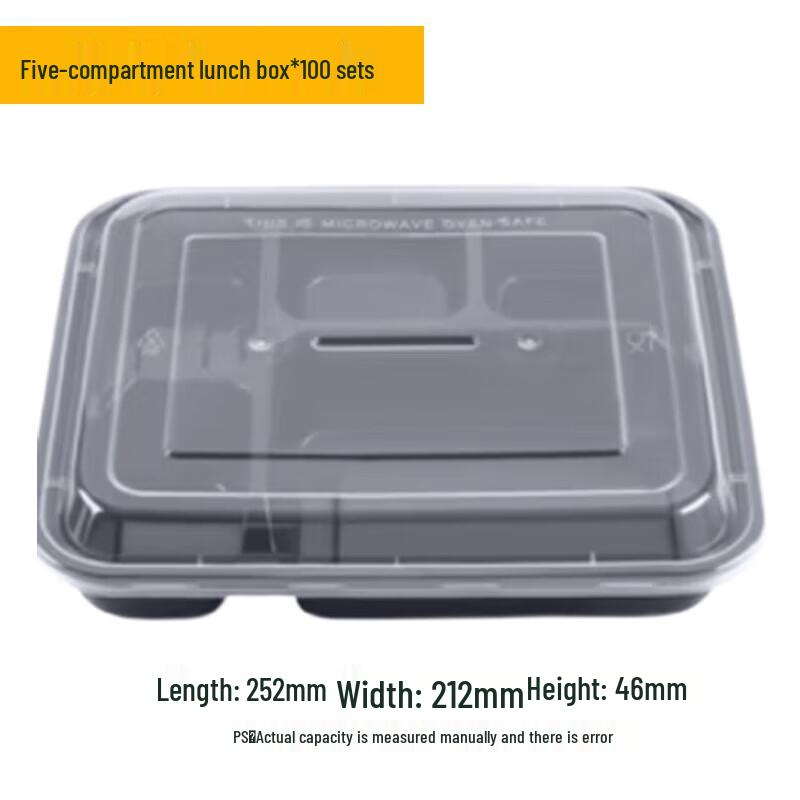 Disposable 5-Compartment Plastic Lunch Box Set