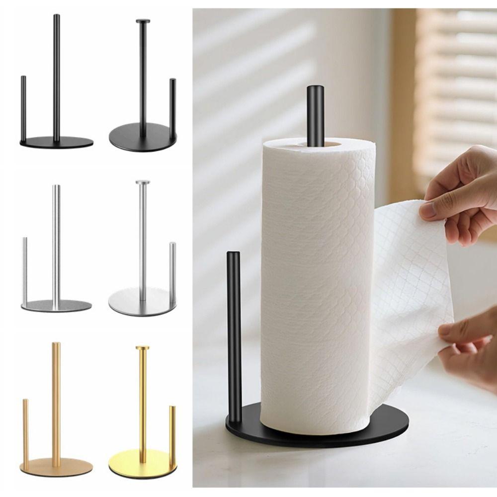 Stainless Steel Paper Towel Holder One-Handed Tear Sturdy Paper Towel Stand Durable Space-Saving Paper Towel Dispenser Household