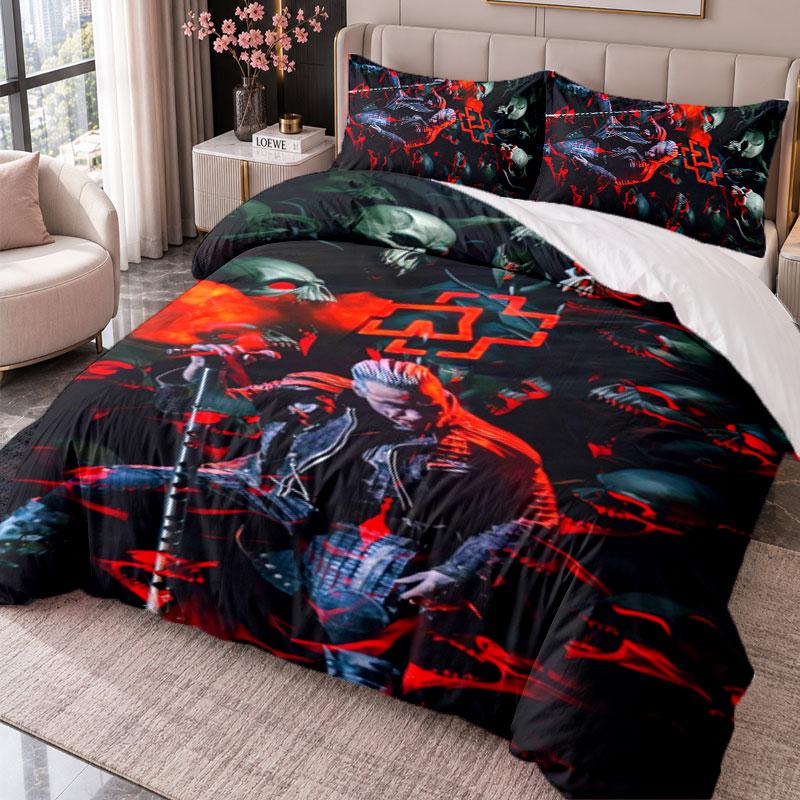 Rammstein 3Pcs Bedding Set Duvet Cover With Two Pillowcases For Bedroom Home Decoration