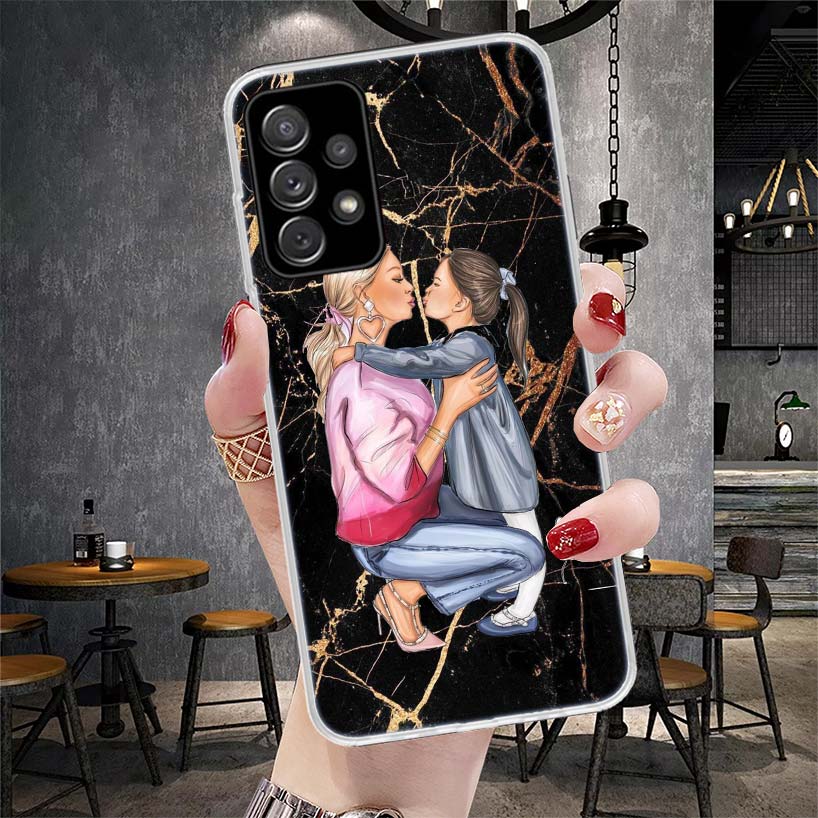 Мама Малыш Любовь Девочка Мягкий Чехол Для Телефона Для Samsung Galaxy A13 A14 A15 A16 A17 A53 A54 A55 A56 A57 A33 A34 A35 A36 A37 A23 A24 A25 A2