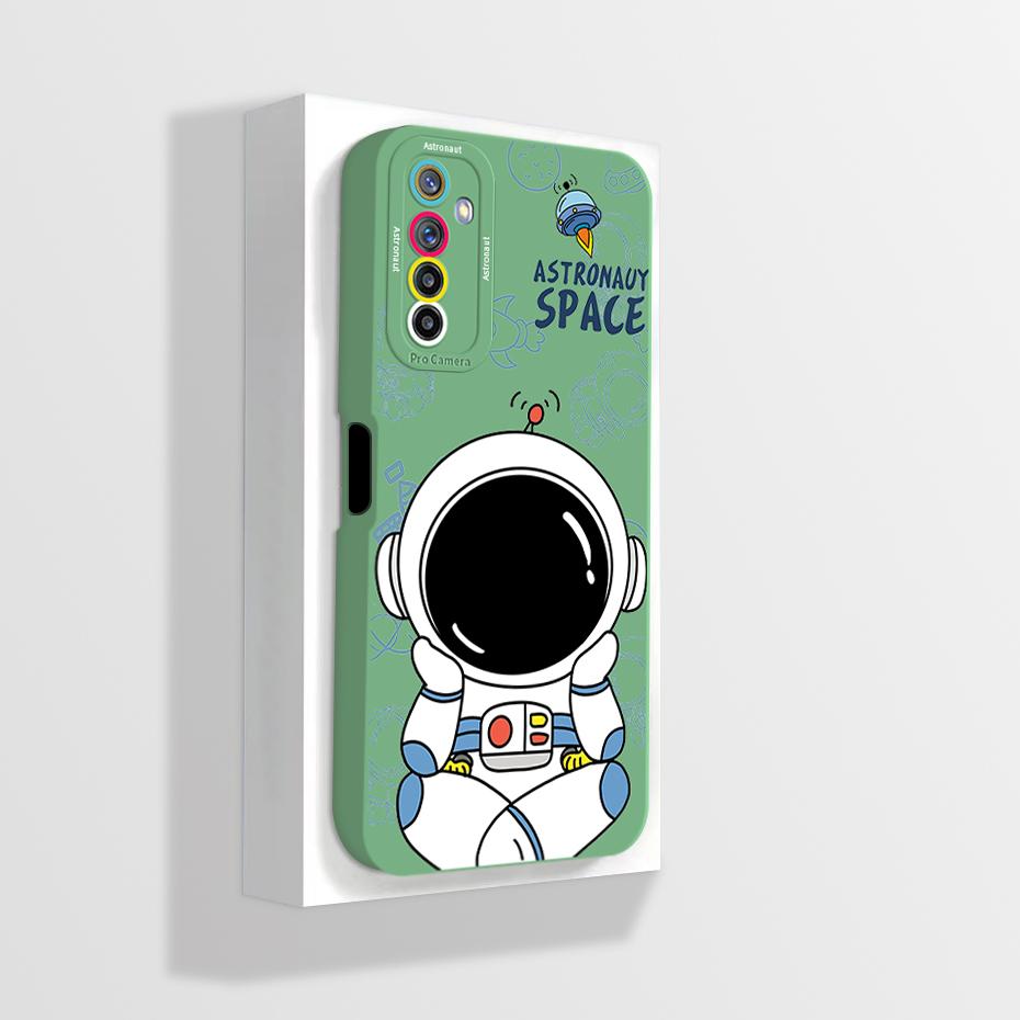For Realme 6 Pro RMX2063 Case Realme 6 RMX2001 Phone Case Aesthetic Cartoon Astronaut ShockProof Soft Silicone Back Cover Fundas