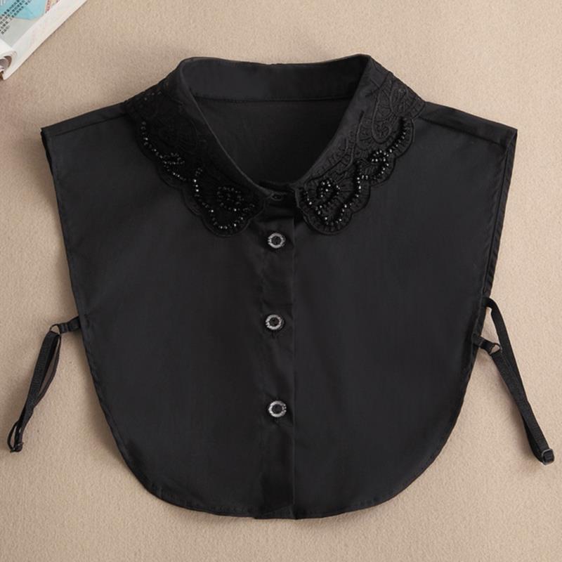 Fashion White Fake Collar Women Detachable Collars Black Woman False Collar Lace Removable Half Shirts Tie Top Collars Decor