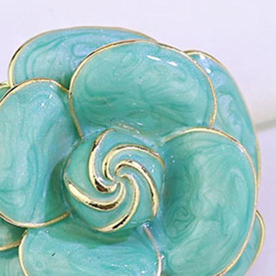 Scarf Button Camellia Shape Alloy Brooch with Glossy Glaze Sweaters Collars Hats Bags Coats Scarves Badge Outfit