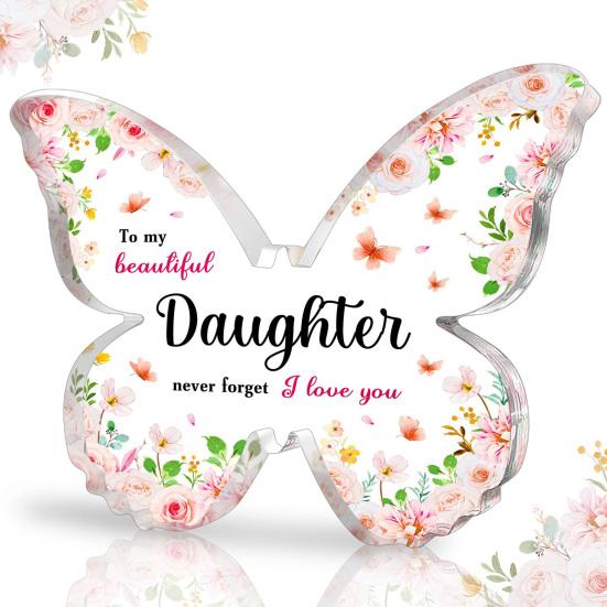 Акриловая табличка в форме бабочки на память, кристально чистая акриловая долговечная цветная печать, сердечная табличка с посланием на День матери, подарки для мамы
