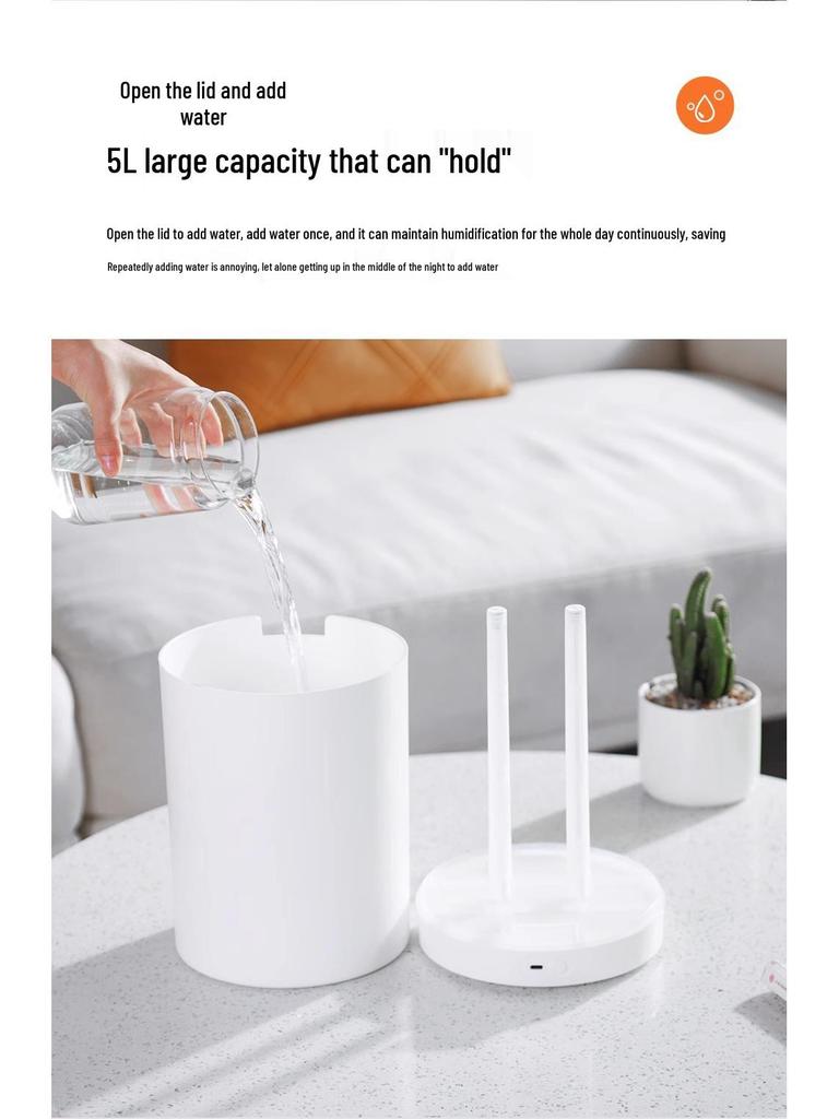 5 л увлажнитель с двойным распылением с USB, бесшумная работа, ночник и цифровой дисплей для дома, спальни и офиса
