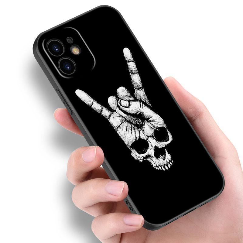 Чехол с крутым черепом в стиле рок-н-ролл для Apple iPhone 14 13 12 Mini 11 Pro Max 7 8 XR X XS 7 8 Plus SE 2020 2022, черный мягкий чехол